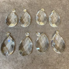 Set of 8 Large Tear Drop Shaped Crystals for Chandelier One Has A Chip See Pics
