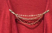 Sweater Guard Clip Cardigan Gold Tone Triple Rope Chain Upcycled Vintage