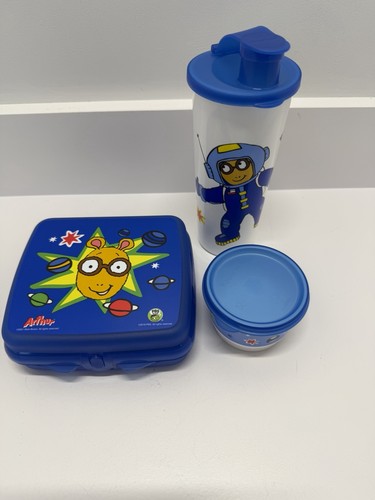 Arthur In Space 2019 Tupperware Lunch Set-Tumbler Sandwich Keeper Snack Cup EUC