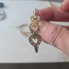 Vintage  Stamped NA Gold Tone Hoop Triple Heart Omega Back Earrings Avon — photo 2
