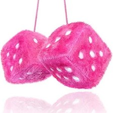 Fuzzy Dice Car Accessories - Plush Cute Car Accessories for Color: Pink White