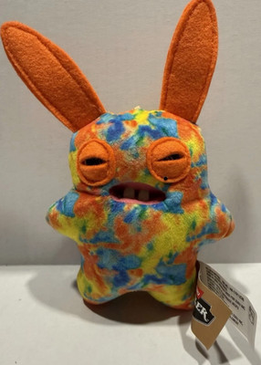 Fuggler Keychain ~ Rabid Rabbit ~ w/Blue Catch Me Button ~ Plush 5  ~ NEW