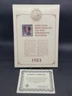 1923 S Silver Peace $1 Dollar On Card w/ $60 Guyana Experimental TV Stamp COA