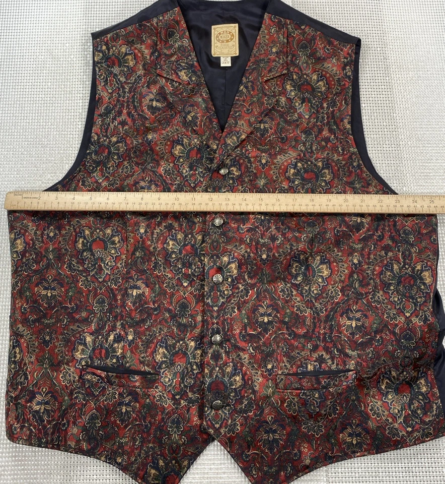 Wahmaker Frontier Clothing Chaleco Occidental Abotonado Cachemira Floral EE. UU. Para hombres 2XT Foto 4 de 4