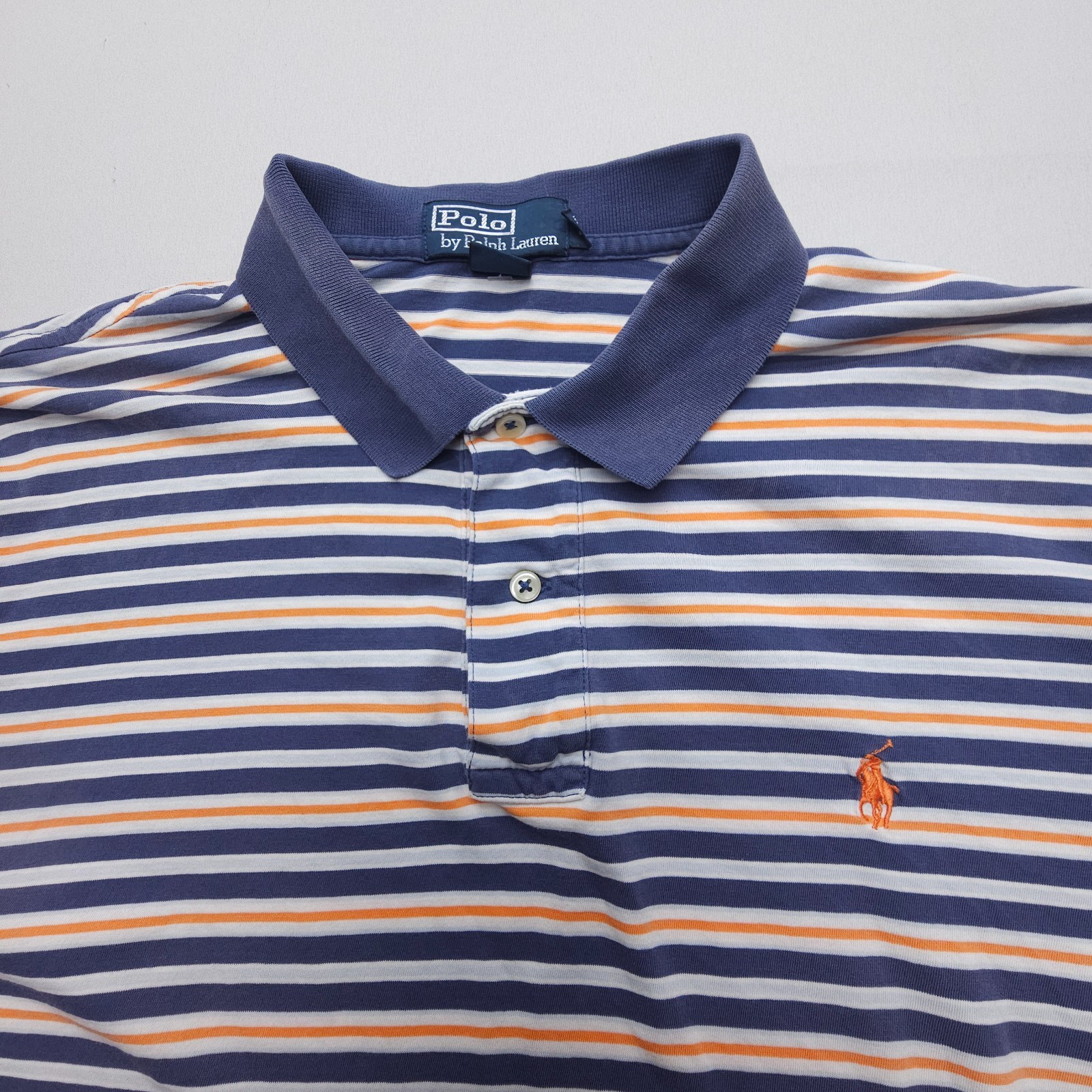 Vtg / Y2K Polo Ralph Lauren Cotton Knit Polo Shirt Mens Large Striped Preppy