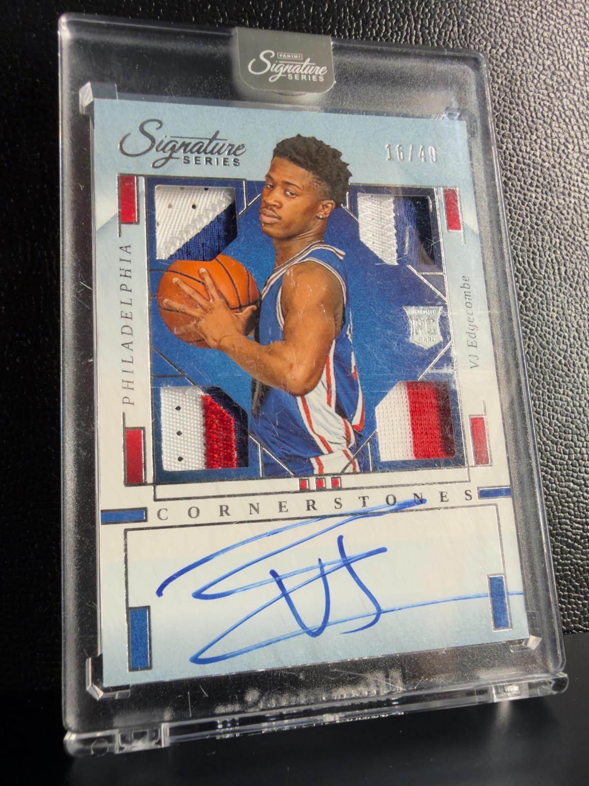 2025-2026 Panini Signature Series VJ Edgecombe Cornerstones RC Patch Auto /49 view 3