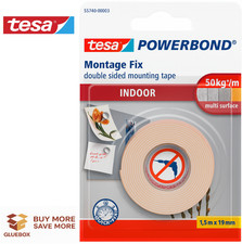 Adhesive Tape Tesa 55740 Double-Sided Indoor Multi Surface 1.5 m x 19mm