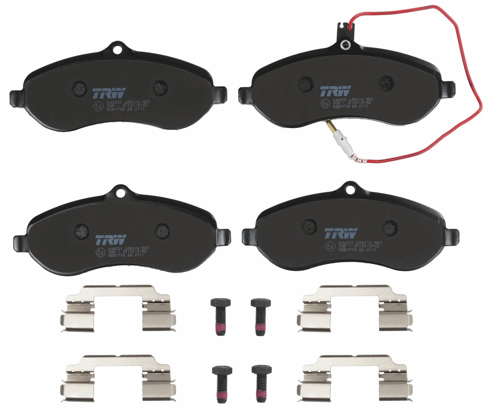Fits TRW GDB1718 HAM PADS. FRONT WITH SCREW PLATE SENSOR 18.5 GR.5  ⭐UK Stock⭐