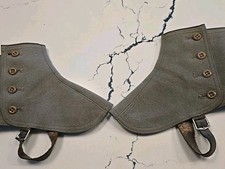 Vintage Military Style Wool Felt Spats w/ 4 Buttons Gaiters Antique Victorian