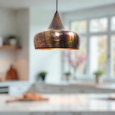 Vintage Patina Copper Pendant Light | Hand Hammered Oxidized Kitchen Island