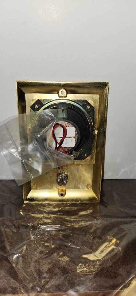 M&S SYSTEMS BD3B Bright Brass Wall Type Door Speaker W/black Bell Button - Image 3 of 4