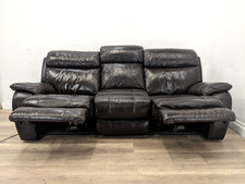 SOFA 3 Seater Electric Dual Recliner Dark Brown Leather FREE DELIVERY