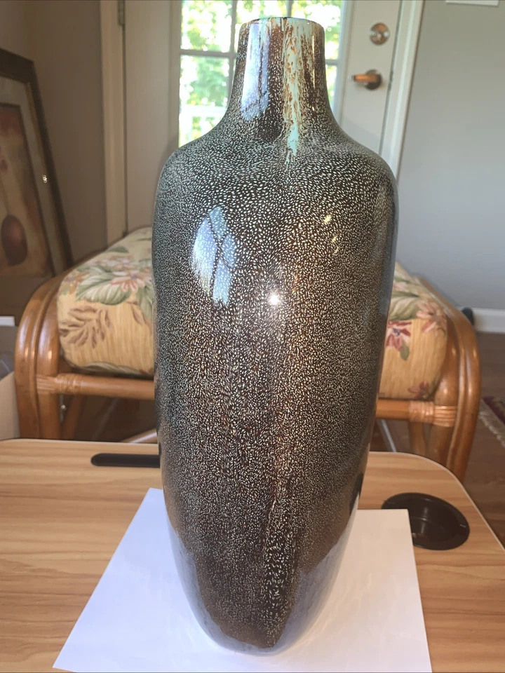 Jarrón grande de cerámica - 18 pulgadas de alto 27 pulgadas alrededor - forma única hermosos colores Foto 2 de 4