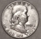 1951-S Franklin Half Dollar - 90% Silver - Circulated - Fine/Very Fine - #2299EB