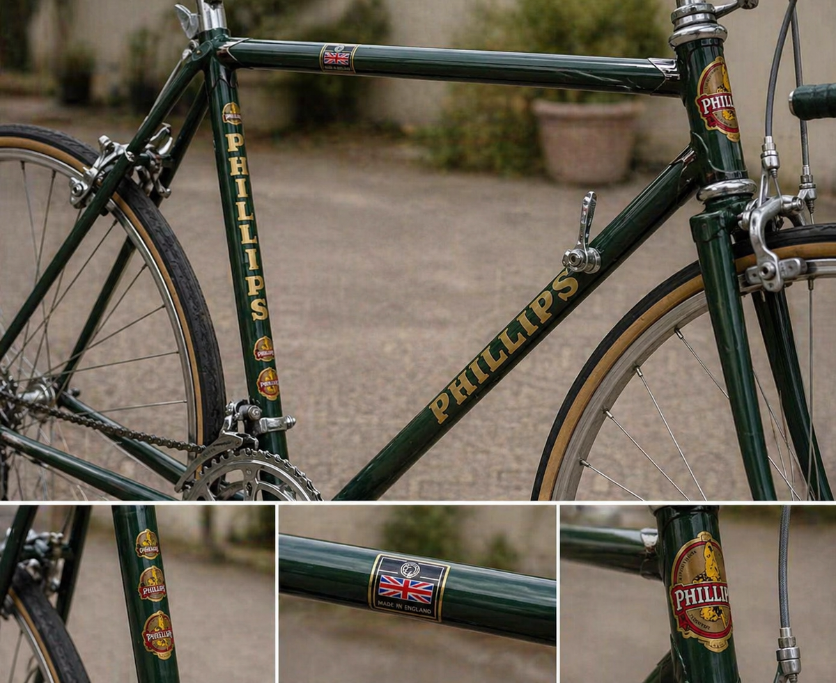 Vintage PHILLIPS Bicycle Decal Sticker Set Classic Bike Frame Logo