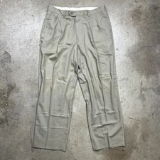 Vintage 80s Wool Pleated Trousers beige cream 34x30