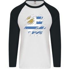 T-Shirt De Baseball L/S Pour Hommes Drapeau De L'Uruguay Jour Urugayen