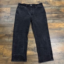 Levi's Wedgie Straight Jeans Womens 32 Black Button Fly High Rise Denim