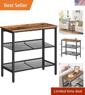 End Table Side Table Nightstand 3-Tier Narrow Shelves Small Space Rustic
