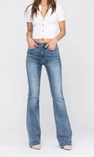 Judy Blue Trouser Flare Leg Jeans Size 13/31 Stretch Denim Medium Wash JB82163BD