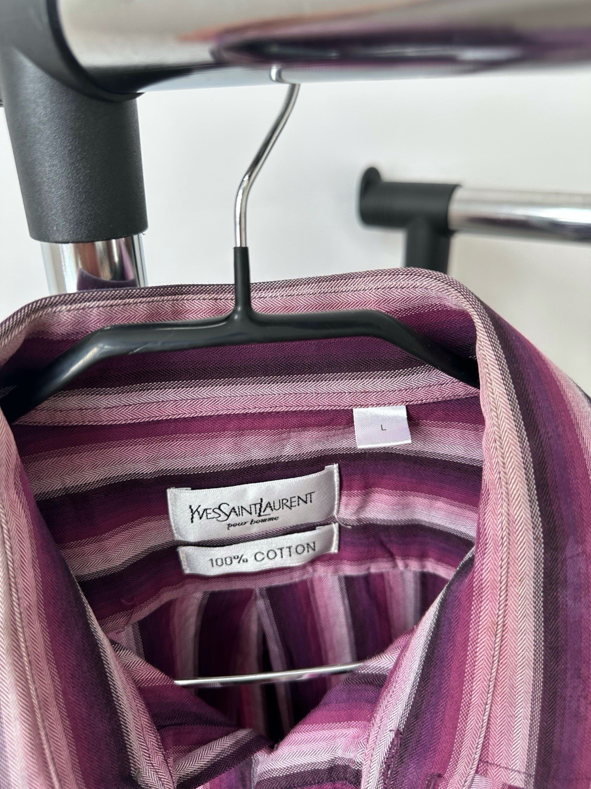 Vintage Luxury Yves Saint Laurent YSL Logo Casual Button Up Shirt Men’s Size L thumbnail 11