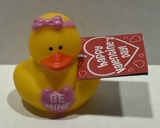 2026 Valentine Duck  Yellow Duck - Pink Bow "Be Mine"  2.5  Rubber Duck  NEW