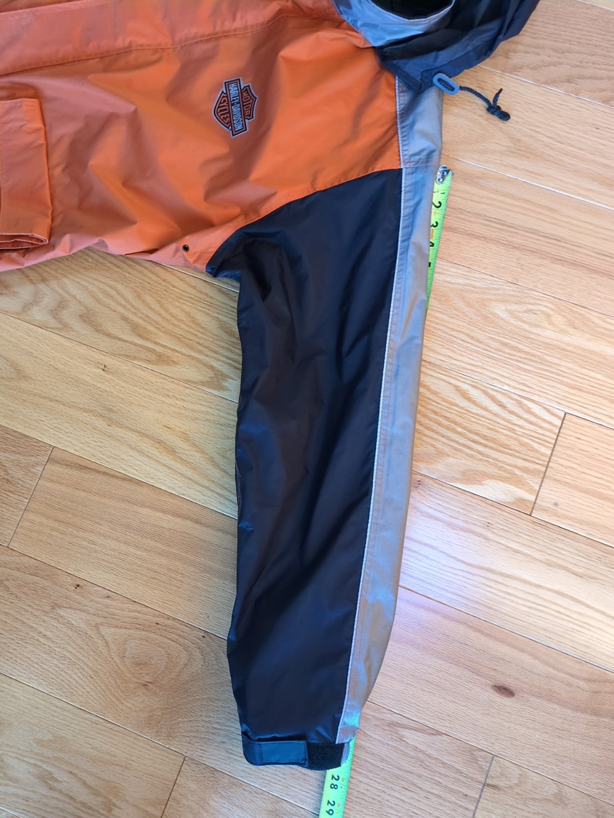 Harley Davidson Rain Suit Mens L Jacket Pants Reinforced Black Orange High Vis