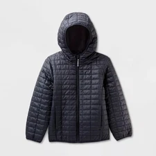 Kids' Hooded Puffer Jacket - Cat & Jack Black S