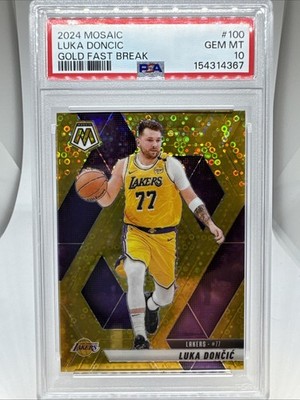 Luka Doncic 1st Lakers 2024-25 Panini Mosaic Gold Fast Break 07/10 POP 2 PSA 10