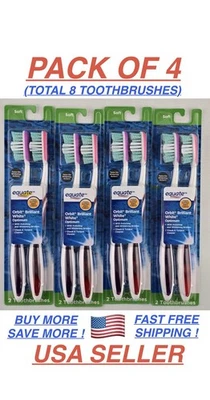 Equate Orbit Brilliant White Optimum Soft Bristle Toothbrush, 4 Pack