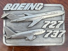 Boeing 727  737 Belt Buckle 1983 Ltd Edition Siskiyou Airplane Jet Pewter