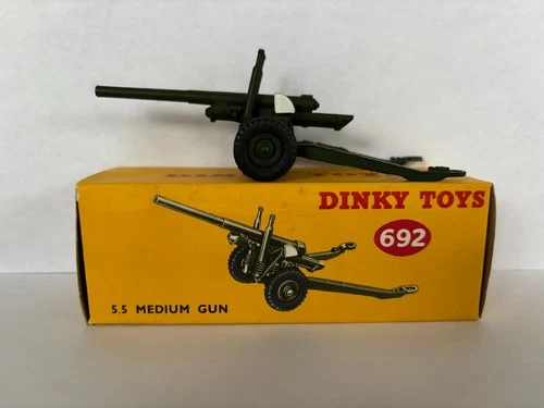 Vintage Dinky Toys 692 5.5 Medium Gun w/ Original Box British Military