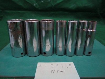 Lot of 7 PROTO deep well 1/2'' drive sockets 1/2-1-1/16