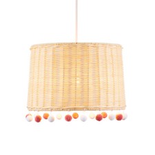 Image of Litecraft Glow Light Shade Pom Pom 30 cm Easy Fit Children's Lampshade - Natural