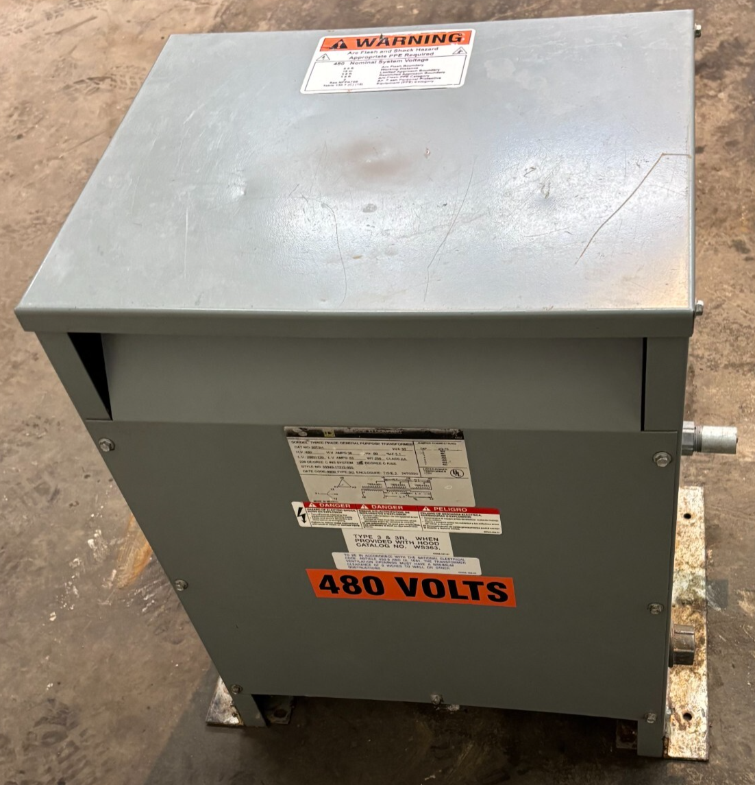 SQUARE D THREE PHASE TRANSFORMER 30T3H 33349-17212-055 30KVA 480HV