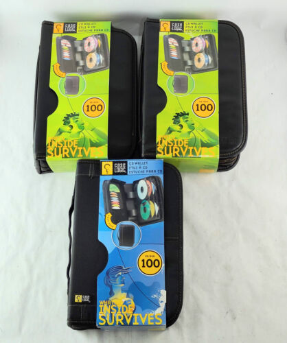 Case Logic 100 CD Capacity Wallet Lot of 3 KSW92 CDW92 Faux Leather Nylon KSW-92