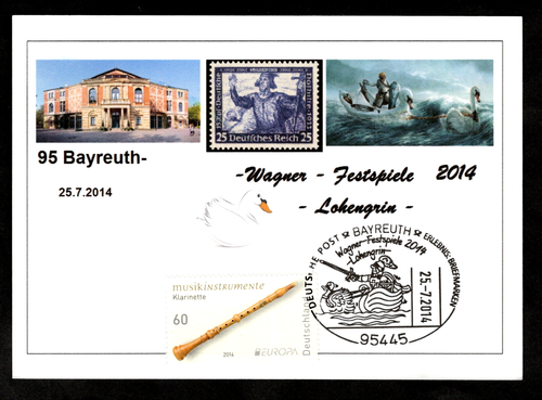 Karte m/Sonderstempel "Musikinstrumente" ; Mi.-Nr: 3078 ; SSt: Bayreuth, 25.7.14