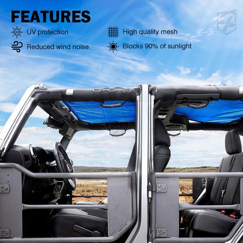 Cubierta de techo azul parasol malla protección UV para Jeep Wrangler JLU 2018-2024 - Imagen 2 de 7