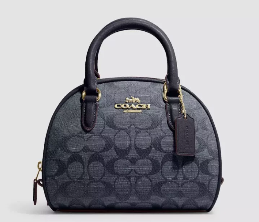 kuu様　coach バッグF49318 ブラック×デニムミッドナイトネイビー Coach F49318 Houston Pack With Varsity Stripe Black Denim Midnight