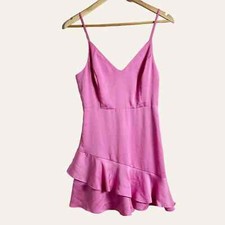 Express Pink Ruffle Hem Sleeveless V-Neck Mini Dress Size Small