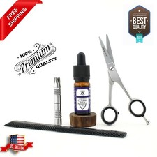 Beard Grooming Kit for Men Beard Oil, Trimming Scissors  Nose Trimmer with Comb