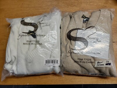2 Serena Williams Womens Sweater 2XL Signature Statement Cream & Heathered Crm