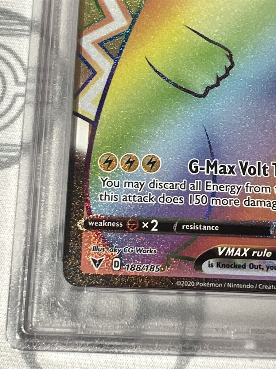 PSA 8 Pikachu VMAX Rainbow Rare #188 2020 Pokemon Sword