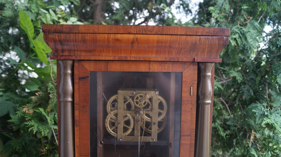 Antiguo Reloj Manto Columna y Cornisa Seth Thomas Años 1860 PALO DE ROSA - MOTIVO PÁJARO Foto 2 de 4