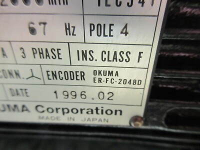 SPECIAL PRICE* OKUMA BL-MOTOR TYPE BL-MQ50E-20TB CLASS F