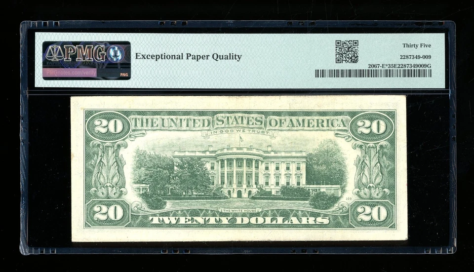 DBR 1969 $20 FRN STAR Richmond Fr. 2067-E* PMG 35 EPQ Serial E02321093* - Image 2 of 2