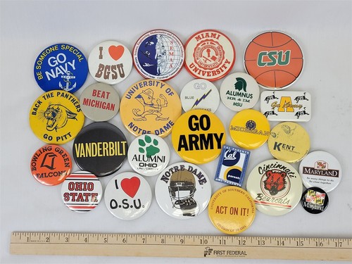 Lot Of 27 College Pinback Buttons (CSU, MSU, Cal, Go Army, Notre Dame) ~ T321D - Picture 6 of 6