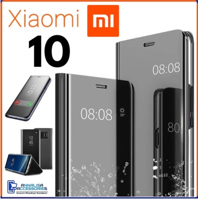 FLIP COVER FOR XIAOMI MI 10 MI10 BLACK MIRROR BOOK CASE CLEAR VIEW 360°
