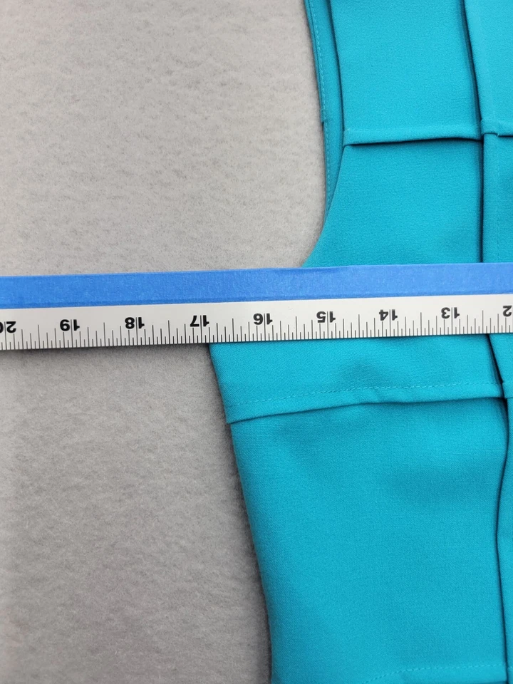 Calvin Klein Womens Dress 8P Aqua Pencil MIni Sleeveless Quilted - Image 4 of 4