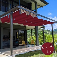 Waterproof Retractable Pergola Canopy Cover Wave Sail Outdoor Yard Patio Red